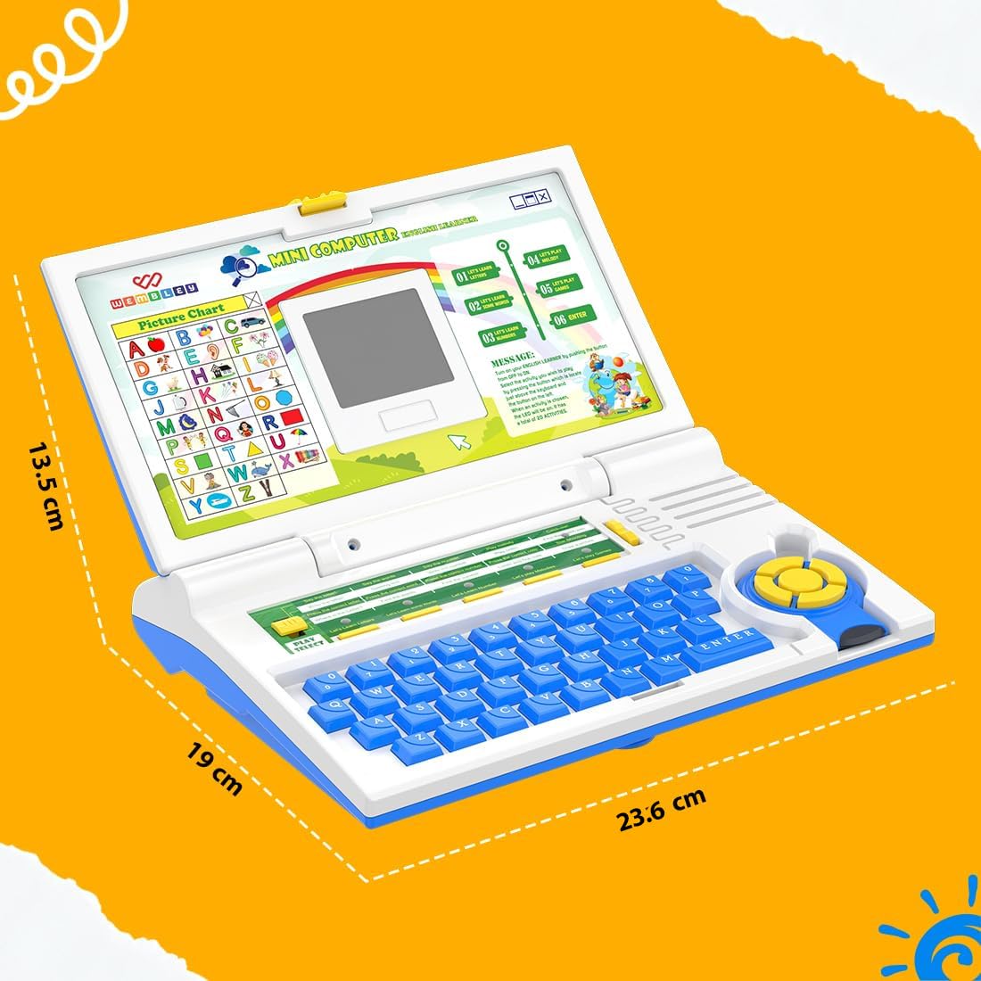 Educational Kids Laptop Learning Toy for 2-5 Years Boys Girls Computer Toys for 3 Years Fun Activity Learning Alphabet,Letter,Words,Games,Mathematics,Music,Logic Memory Tool - Blue