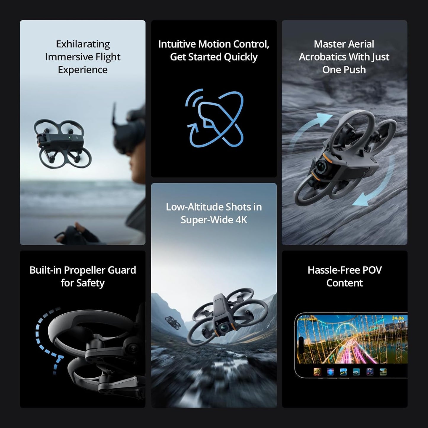 DJI Avata 2 Fly Smart Combo With Goggles N3, FPV Drone with Camera 4K, Immersive Experience, One-Push Acrobatics, Built-in Propeller Guard, 155° FOV, Camera Drone with RC Motion 3