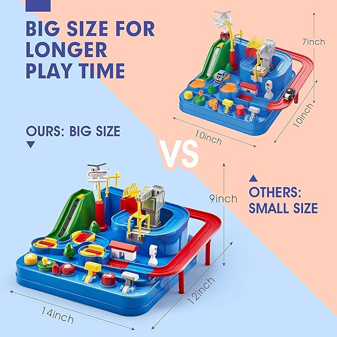 Car Race Track Adventure Toys for 3+ Year Old Boys & Girls, City Rescue Preschool Educational Vehicle Puzzle Playset