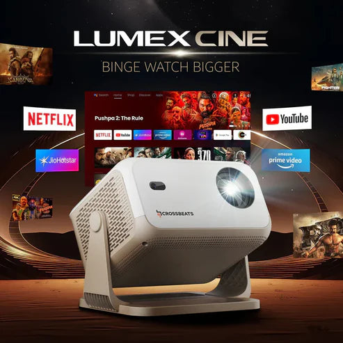 MiniPIX Smart Projector for Home, 46 1080p HD with 4K Support, Android 9 with Built-in Apps (Netflix, YouTube, Prime), 3500 Lumens, in-Built Speaker, Compact Design, 100" Max Display
