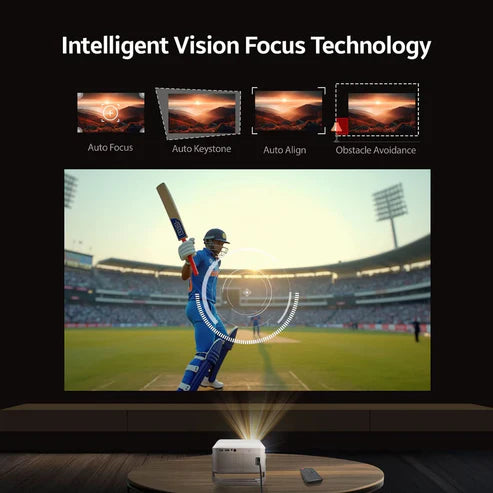 MiniPIX Smart Projector for Home, 46 1080p HD with 4K Support, Android 9 with Built-in Apps (Netflix, YouTube, Prime), 3500 Lumens, in-Built Speaker, Compact Design, 100" Max Display