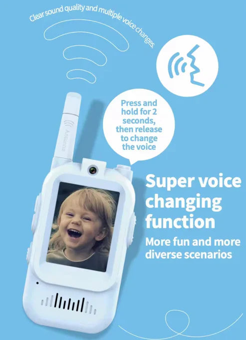 Video Walkie Talkies for Kids, Handheld 2 Pack Rechargeable Video Intercom Kids Walkies Talkies, Indoor Outdoor Toys for Family Games, Outside, Camping, Hiking for Boys Girls Ages 3-12 (Blue/Pink)