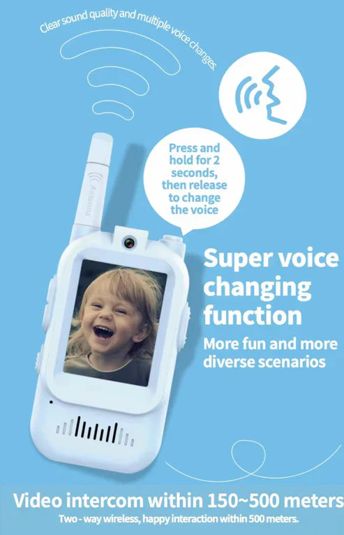 Video Walkie Talkies for Kids, Handheld 2 Pack Rechargeable Video Intercom Kids Walkies Talkies, Indoor Outdoor Toys for Family Games, Outside, Camping, Hiking for Boys Girls Ages 3-12 (Blue/Pink)
