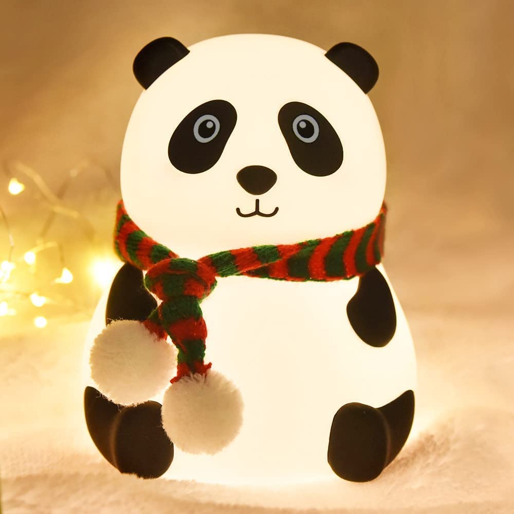 Rechargeable Silicone Panda Night Light for Kids | 7-Color LED Changing Lamp |Adorable Room Decor & Gift for Toddlers, Teens, & Valentine's Day Present|Soft BPA-Free Nightlight| Multicolour