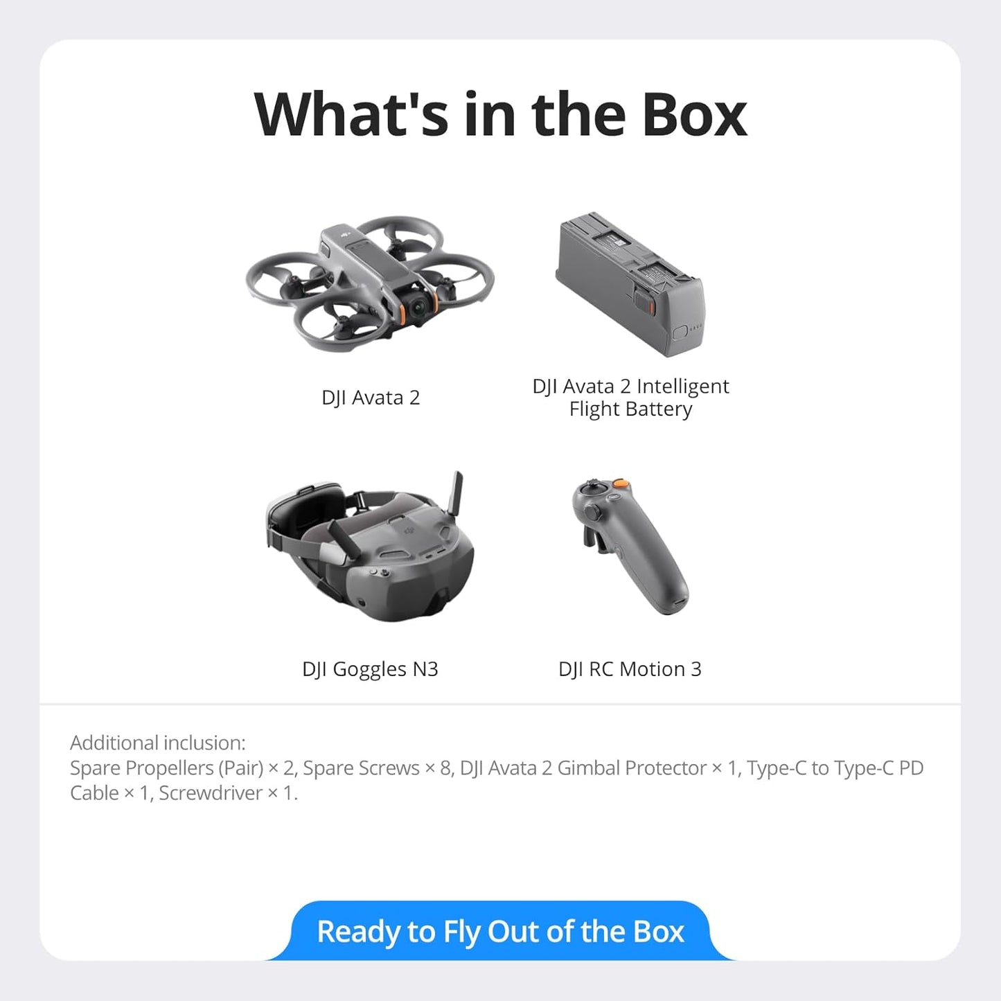 DJI Avata 2 Fly Smart Combo With Goggles N3, FPV Drone with Camera 4K, Immersive Experience, One-Push Acrobatics, Built-in Propeller Guard, 155° FOV, Camera Drone with RC Motion 3