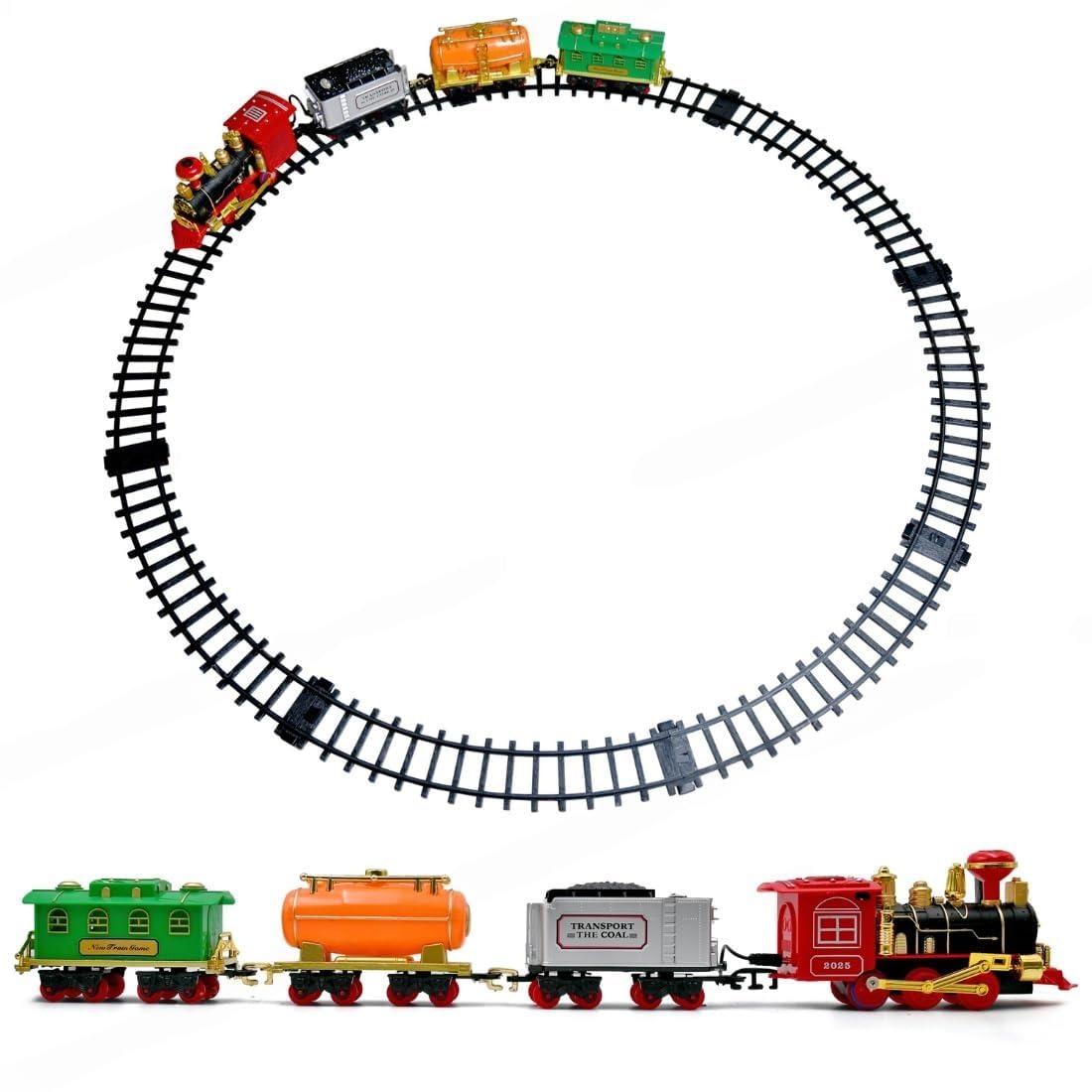 Choo Choo Classic Train Set Toy | Battery-Operated Steam Train with Real Smoke, Light & Sound | Easy Track Assembly | Educational Toy for Kids, Boys & Girls