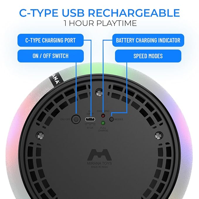 C-Type USB Rechargeable Battery Powered Hover Football Indoor Floating Hoverball Soccer | Air Football Smart | Made in India Fun Toy Best Gift for Kids Boys and Girls 2-10 Years