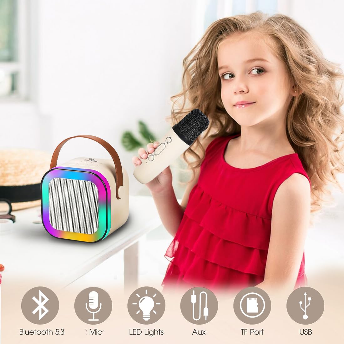 Rechargeable Karaoke Mic with Speaker for Singing
