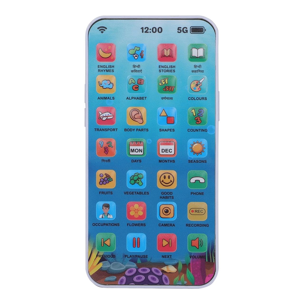 Educational Phone Toy for 2-12 Years Kids Rechargeable 24 Modes Talking Baby Smart Phone Mobile Toy for Boys Girls Christmas Gift Birthday Surprise