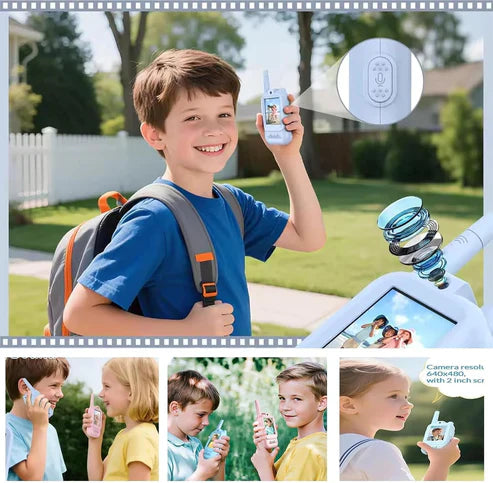 Video Walkie Talkies for Kids, Handheld 2 Pack Rechargeable Video Intercom Kids Walkies Talkies, Indoor Outdoor Toys for Family Games, Outside, Camping, Hiking for Boys Girls Ages 3-12 (Blue/Pink)