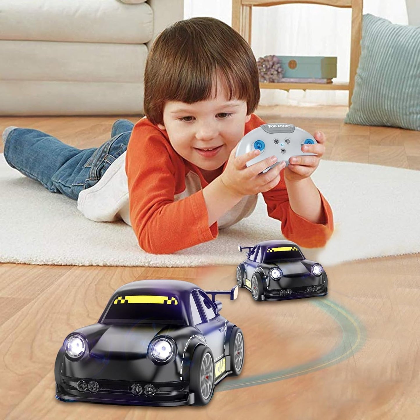 Mini Racing Vehicle with Follow/Escape Mode & Auto Demo RC Drift Car with Light & Sound.