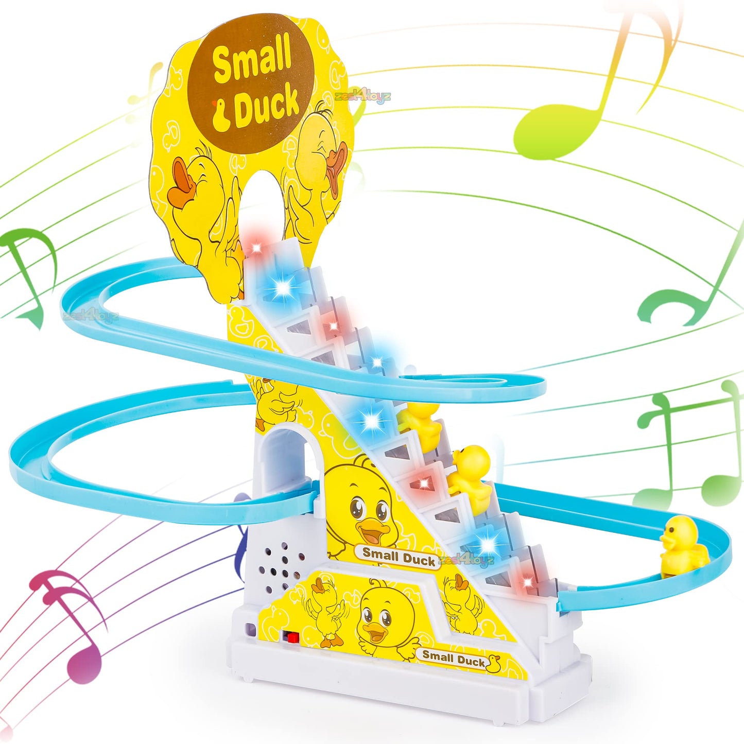 Duck Track Toys for Kids – Stair-Climbing Escalator with Lights & Music, Includes 3 Small Ducks – Interactive Duck Track Slide Toy – Perfect Toddler Gift