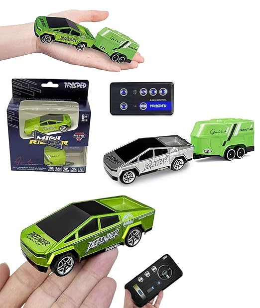 R/c Rechargeable【Type-C Charging】 2-in-1 Miniature CyberrTruck with Trailer & Led Lights