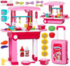 Acrylonitrile Butadiene Styrene Kitchen Set for Kids Girls Big Cooking Set Light and Sound Portable Trolley Pretend Play Toys Battery Operated