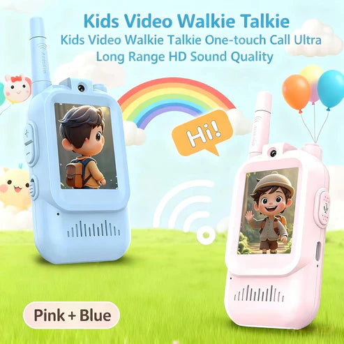 Video Walkie Talkies for Kids, Handheld 2 Pack Rechargeable Video Intercom Kids Walkies Talkies, Indoor Outdoor Toys for Family Games, Outside, Camping, Hiking for Boys Girls Ages 3-12 (Blue/Pink)
