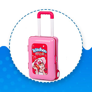 Acrylonitrile Butadiene Styrene Kitchen Set for Kids Girls Big Cooking Set Light and Sound Portable Trolley Pretend Play Toys Battery Operated